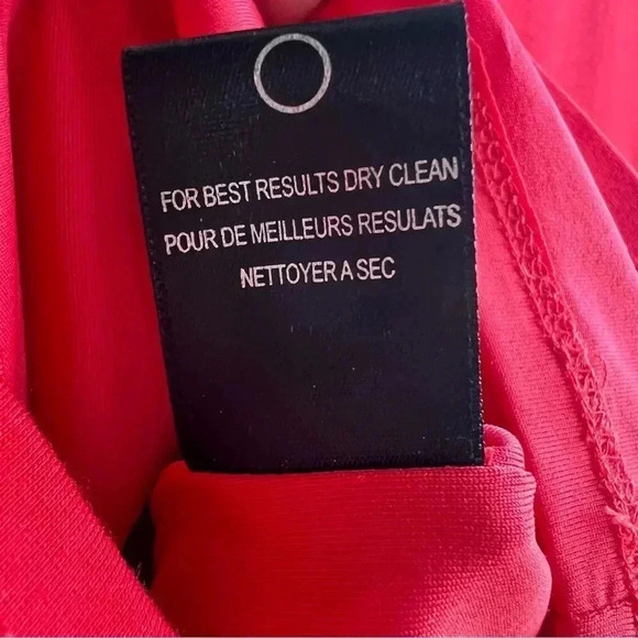 HALSTON HERITAGE | Ponte Knit Dress | Long Sleeve Cutout Keyhole Sheath Red | M - Picture 9 of 10